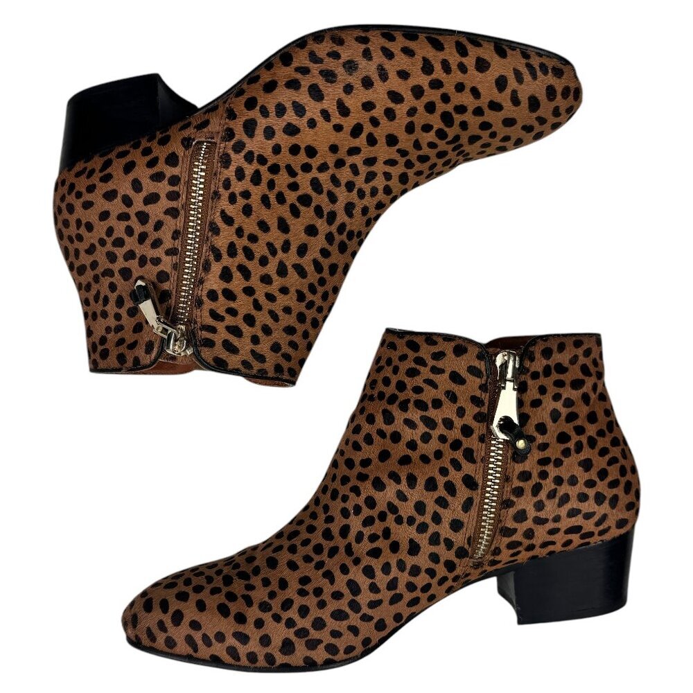 Rebecca Minkoff Cheetah/Animal Calf Hair Chelsea Leather Booties Women's SZ 6.5 - Picture 1 of 9